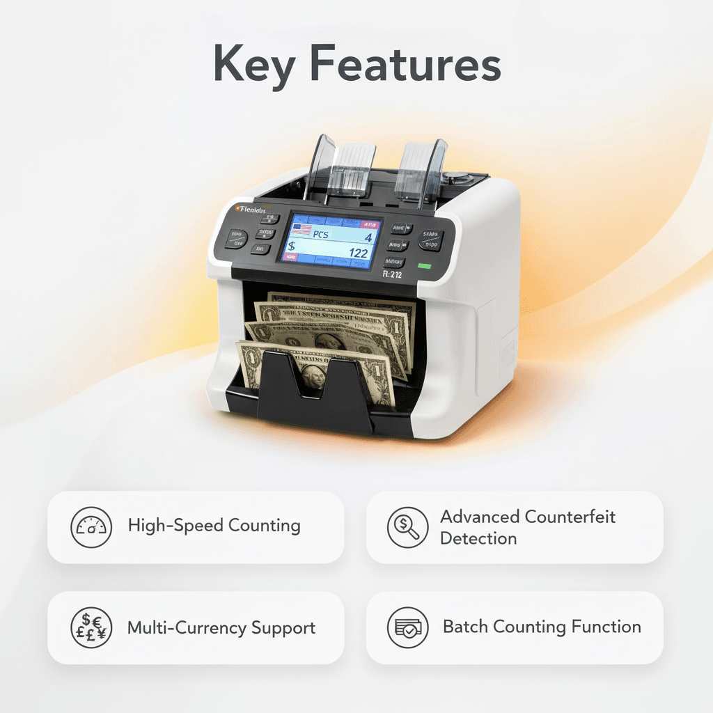 FL-212 currency counting machine with touchscreen and mixed value multi currency counting