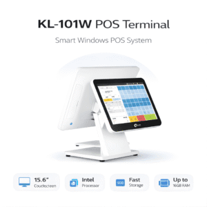 Kolon KL-101W all-in-one POS system with 15.6-inch touchscreen retail terminal display.