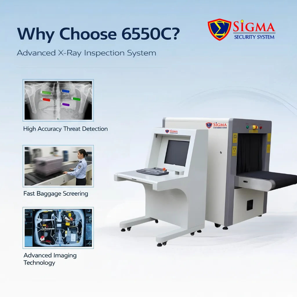 SIGMA SI-6550 X-Ray Baggage Scanner with conveyor system for security screening