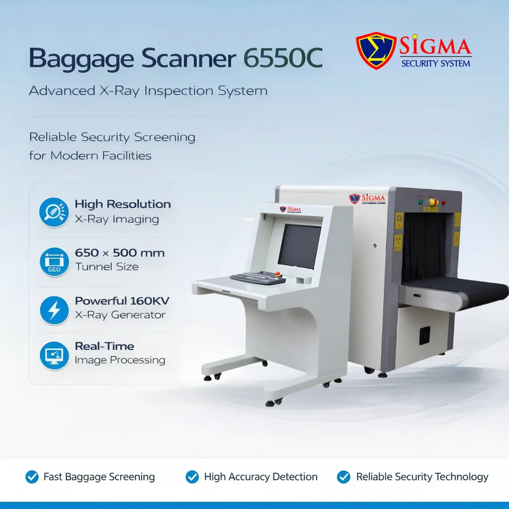 SIGMA SI-6550 X-Ray Baggage Scanner with conveyor system for security screening