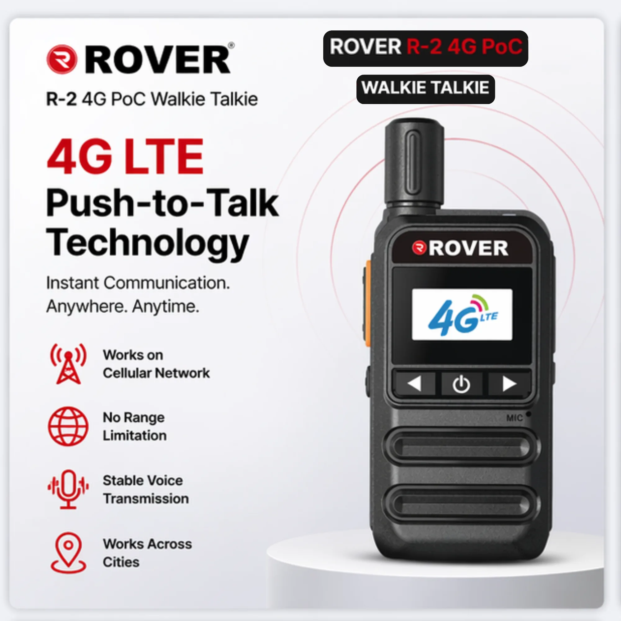 R-2 4G PoC walkie talkie two way radio with LTE communication
