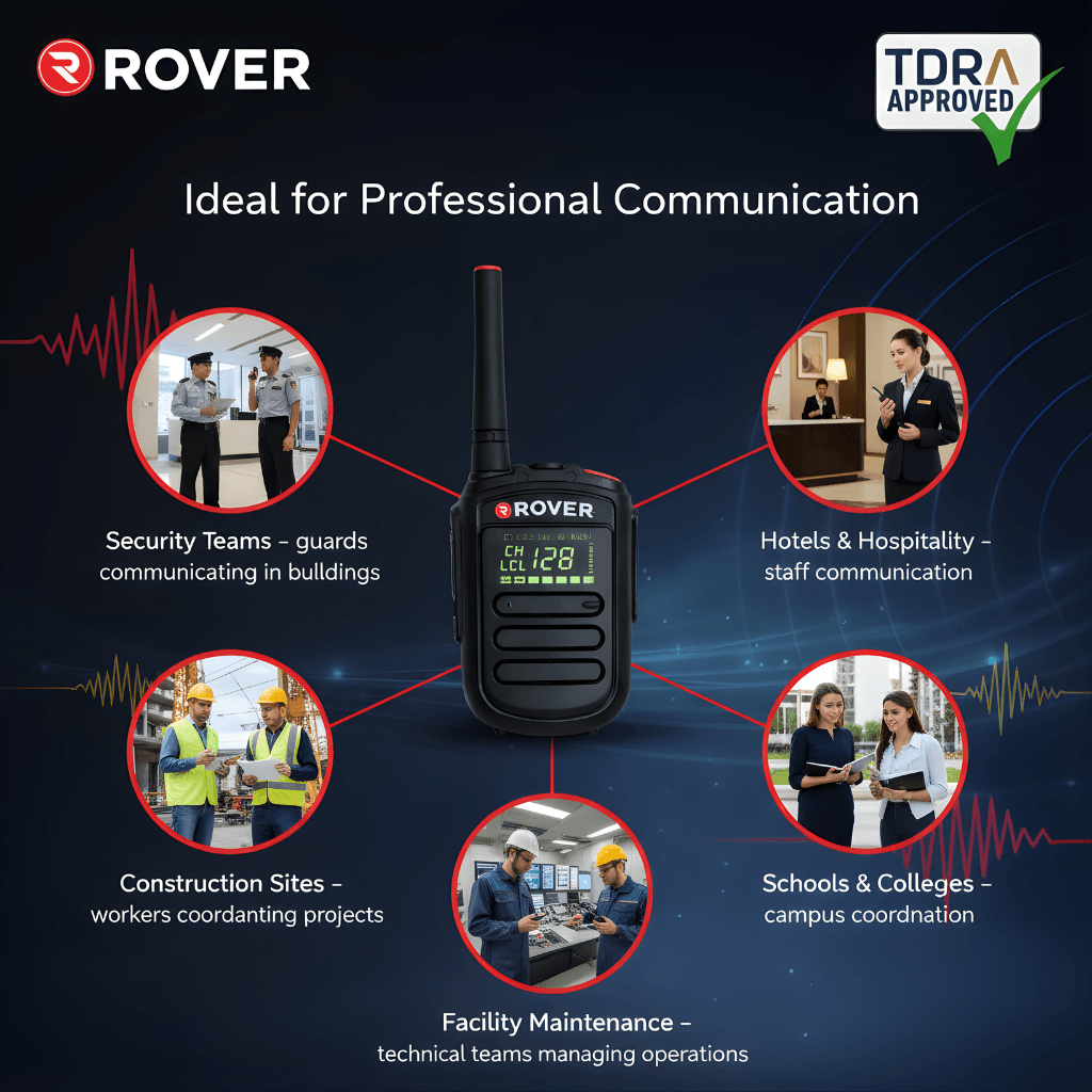 Rover R-8 TDRA approved UHF two way radio with 128 channel communication and 400-480 MHz frequency