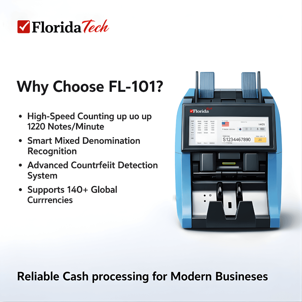 Florida Tech FL-101 touch screen banknote counting and sorting machine