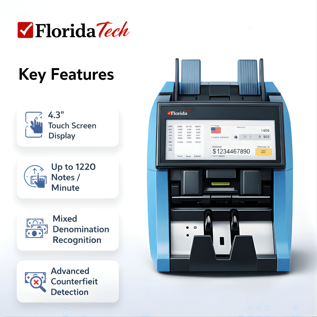 Florida Tech FL-101 touch screen banknote counting and sorting machine