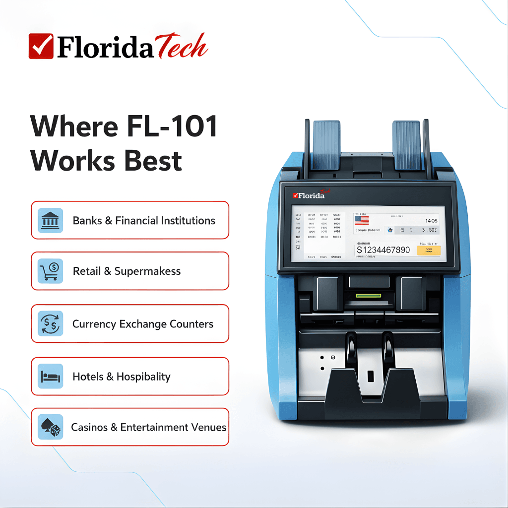 Florida Tech FL-101 touch screen banknote counting and sorting machine