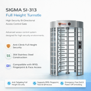 SIGMA SI-313 Full Height Turnstile installed for secure access control in facility