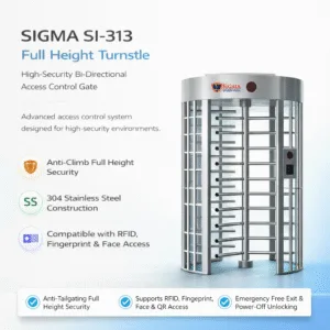 SIGMA SI-313 Full Height Turnstile installed for secure access control in facility