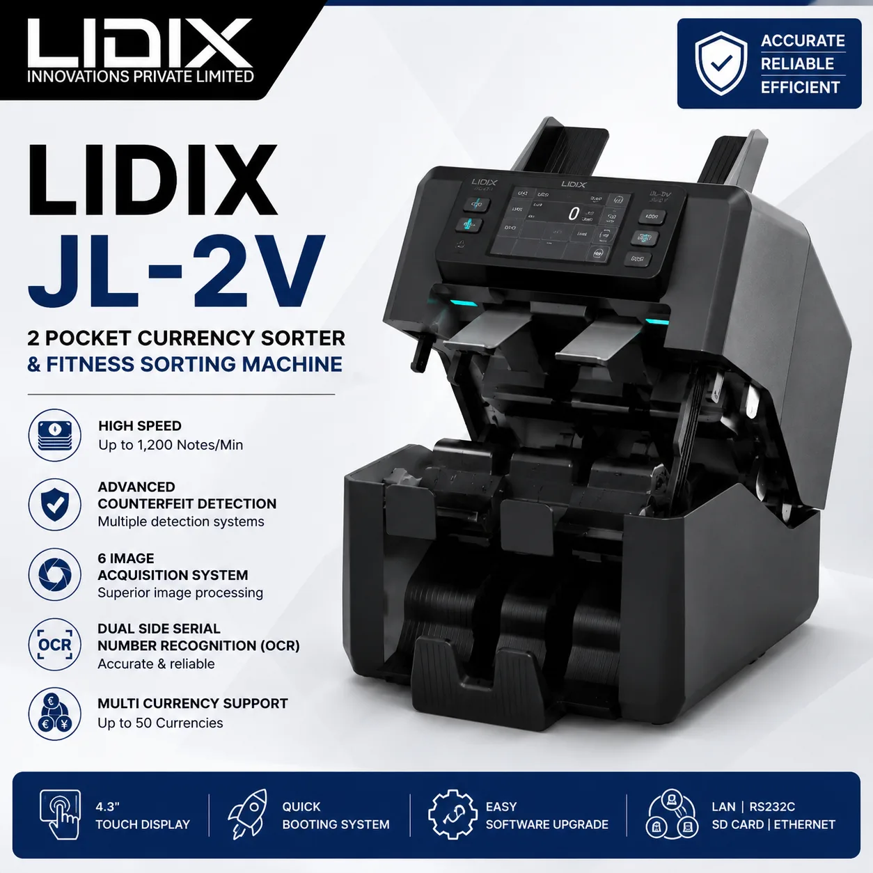 Lidix JL-2V 2 Pocket Currency Sorter & Fitness Sorting Machine - Image 2