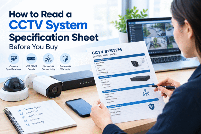 CCTV system specification sheet